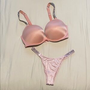 Victoria's Secret Very Sexy Rhinestone Pink Bra and Panty Set